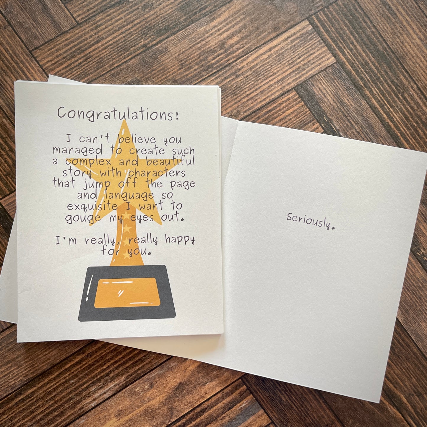 Greeting Card for Writers - Congrats, I'm not jealous.