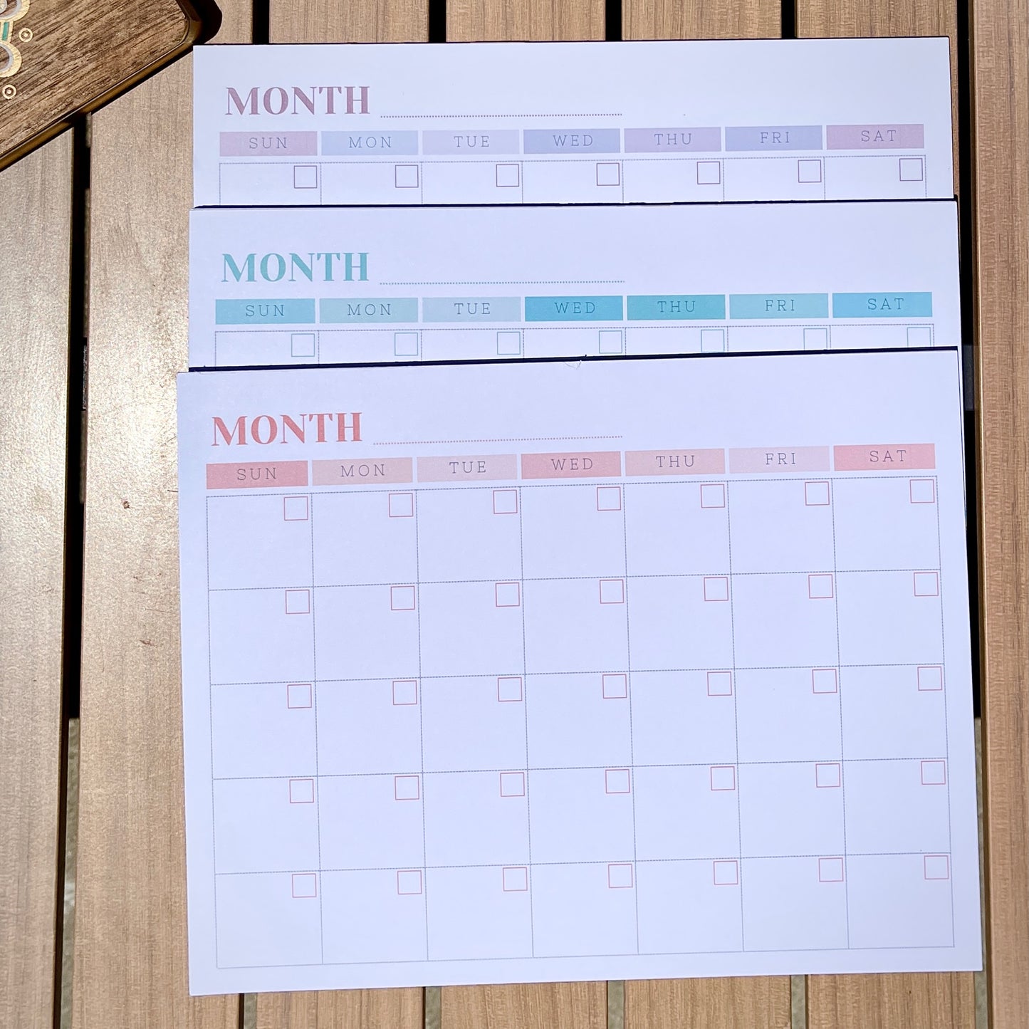 Monthly Calendar Pad (Undated)