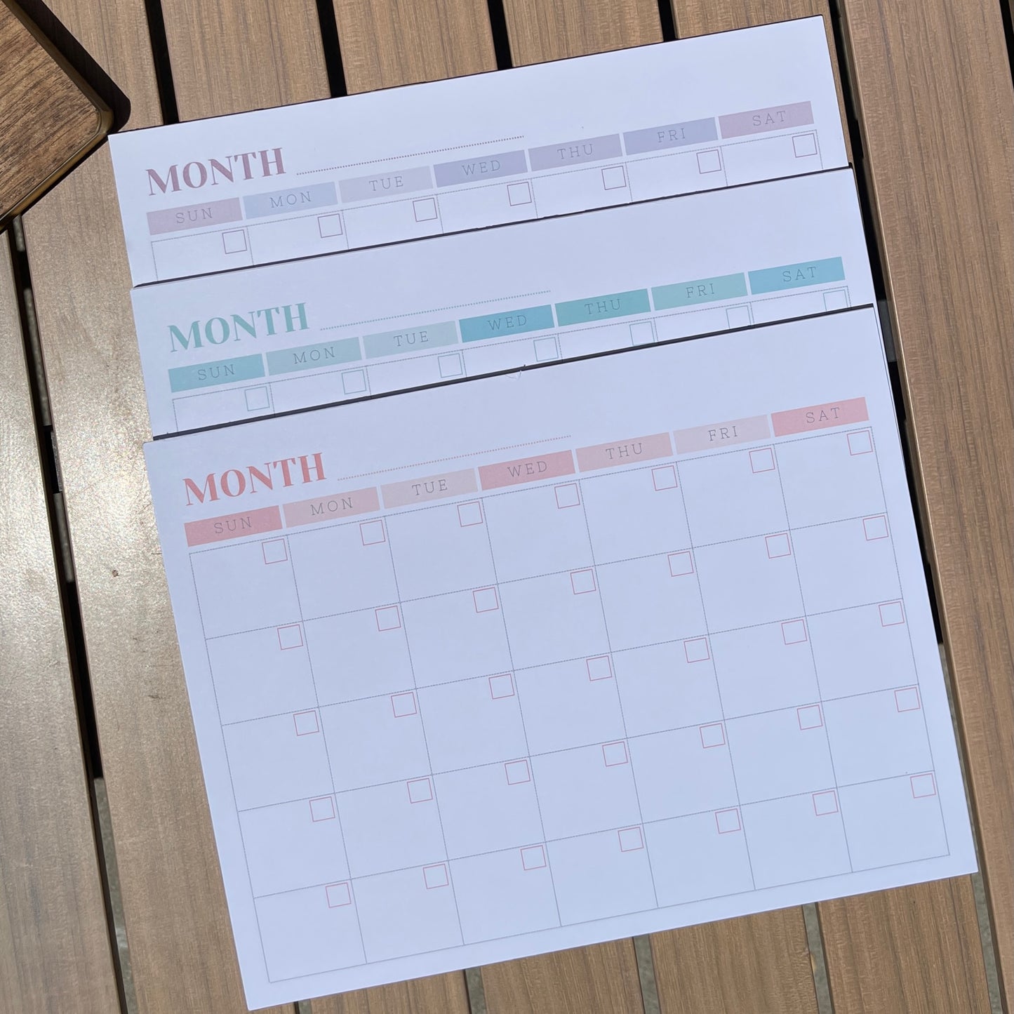 Monthly Calendar Pad (Undated)