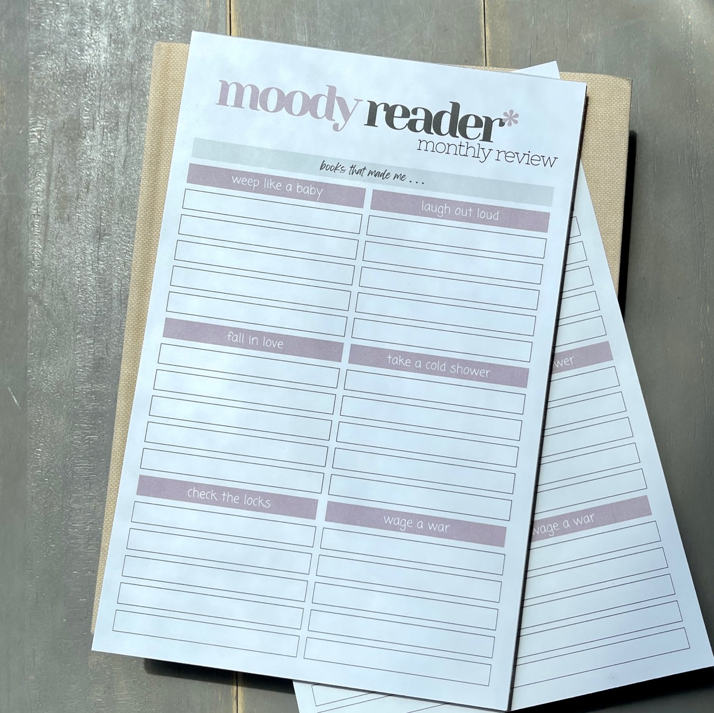 Moody Reader Monthly Review Pad
